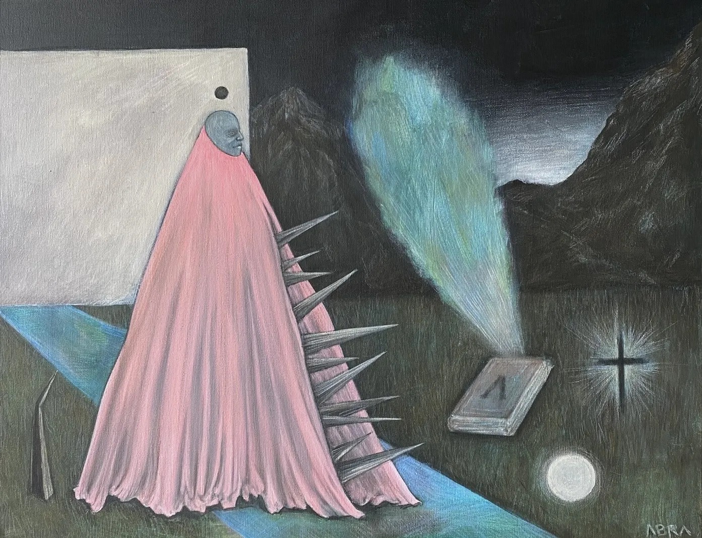 Image of A Pilgrim’s Premonition  by ABRA, size: 65x50 cm, made of canvas,acrylic,colored pencil, Painting medium, from Lviv, part of the Thresholds and omens series, priced at $700 (≈ 31,382 грн) Photo 1 of 6.