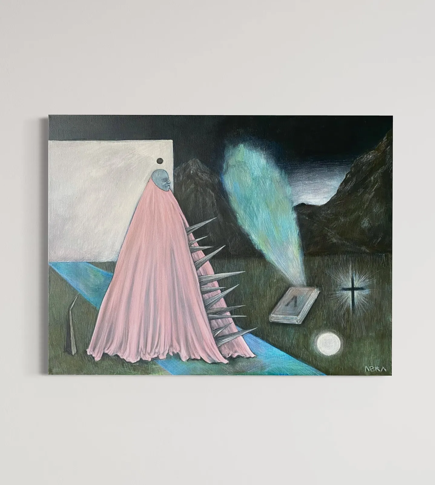 Image of A Pilgrim’s Premonition  by ABRA, size: 65x50 cm, made of canvas,acrylic,colored pencil, Painting medium, from Lviv, part of the Thresholds and omens series, priced at $700 (≈ 31,382 грн) Photo 3 of 6.