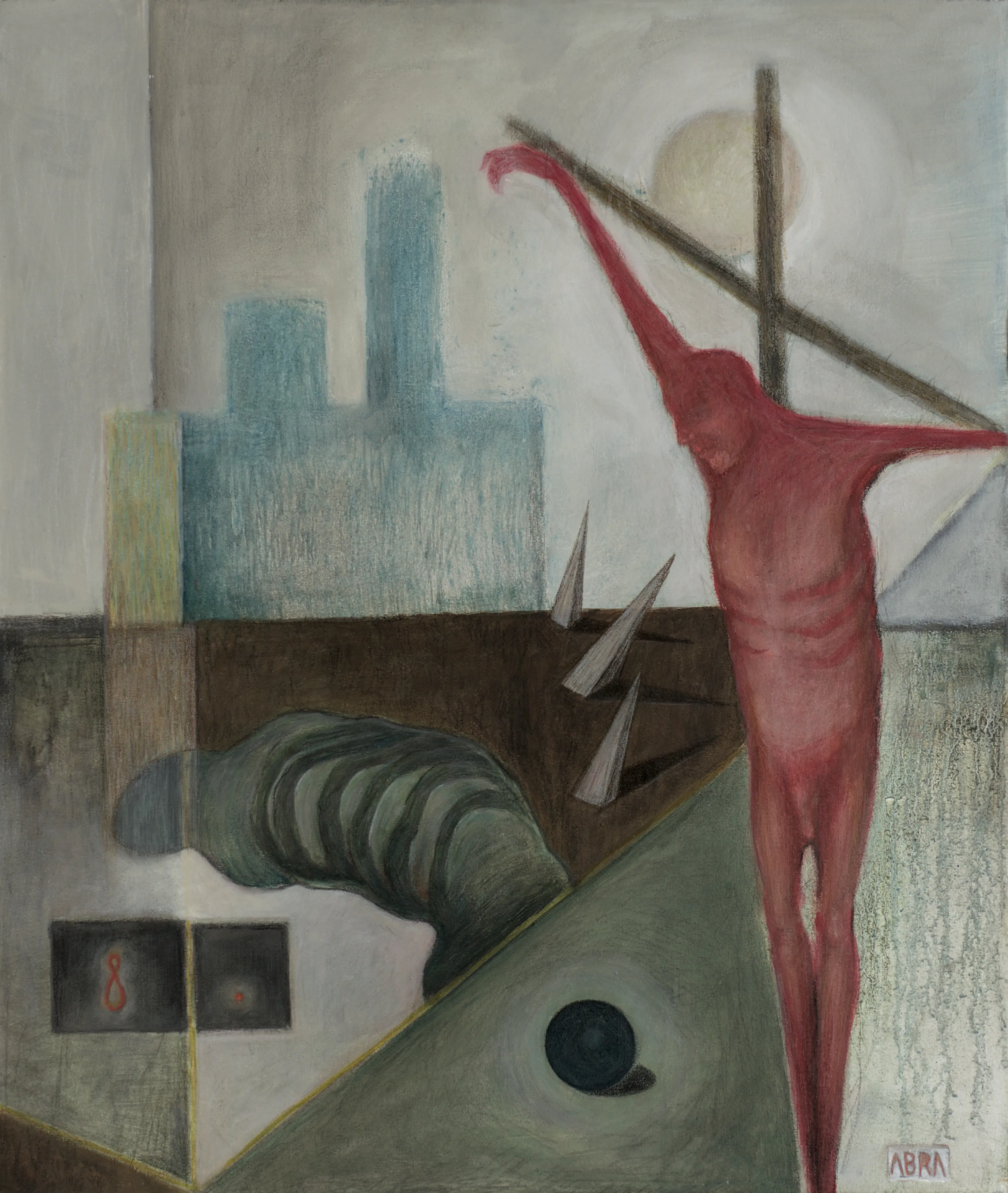 Image of Day by ABRA, size: 65 x 55 cm, made of canvas,acrylic,colored pencil, Painting medium, from Lviv, part of the Thresholds and omens series, priced at $500 (≈ 22,416 грн) Photo 1 of 5.