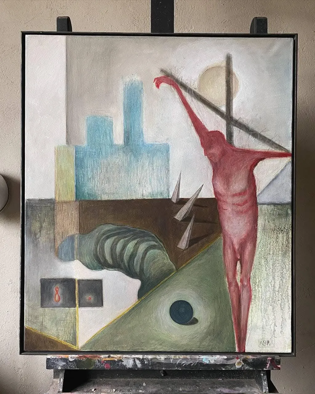 Image of Day by ABRA, size: 65 x 55 cm, made of canvas,acrylic,colored pencil, Painting medium, from Lviv, part of the Thresholds and omens series, priced at $500 (≈ 22,416 грн) Photo 4 of 5.