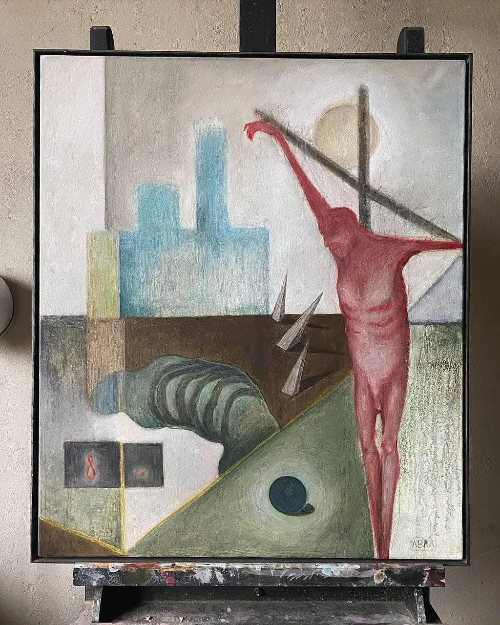 Image of Day by ABRA, size: 65 x 55 cm, made of canvas,acrylic,colored pencil, Painting medium, from Lviv, part of the Thresholds and omens series, priced at $500 (≈ 22,416 грн) Photo 4 of 5.