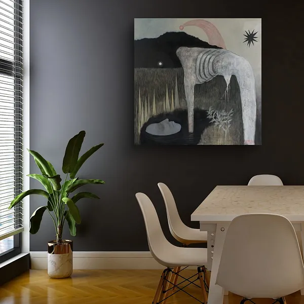 Image of Dawn by ABRA, size: 90x90 cm, made of Acrylic on canvas, Painting medium, from Lviv, priced at $690 Photo 4 of 7.