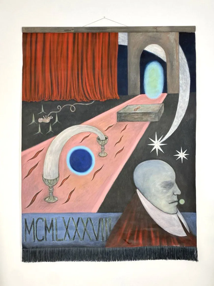 Image of Eternal wanderer  by ABRA, size: 130 сm x 101 cm, made of canvas,acrylic,colored peencil, Painting medium, from Lviv, Ukaine, part of the Thresholds and omens series, priced at $650 (≈ 29,140 грн) Photo 1 of 9.