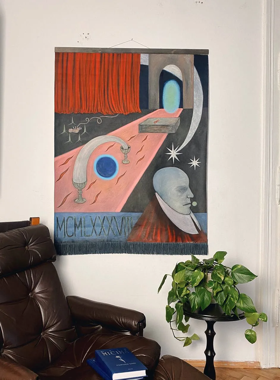 Image of Eternal wanderer  by ABRA, size: 130 сm x 101 cm, made of canvas,acrylic,colored peencil, Painting medium, from Lviv, Ukaine, part of the Thresholds and omens series, priced at $650 (≈ 29,140 грн) Photo 2 of 9.