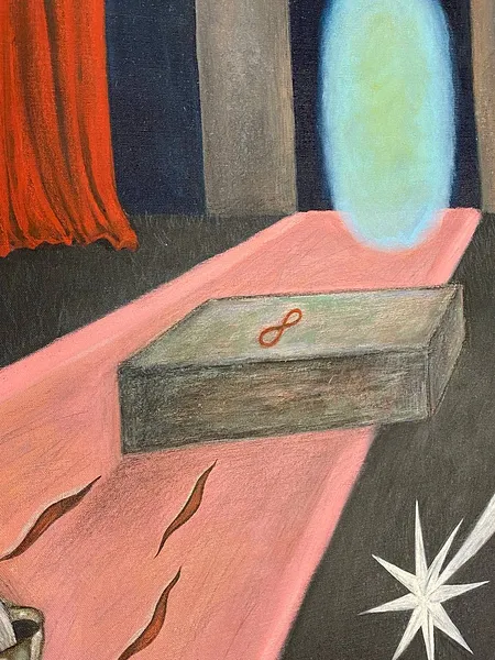 Image of Eternal wanderer / Вічний мандрівник by ABRA, size: 130 сm x 101 cm, made of canvas,acrylic,colored peencil, Painting medium, from Lviv, Ukaine, part of the Thresholds and omens series, priced at $500 Photo 6 of 9.