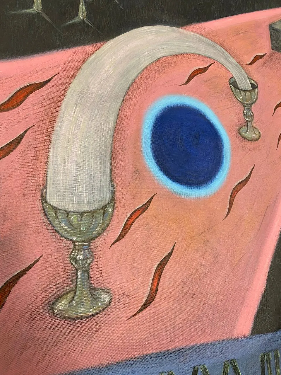 Image of Eternal wanderer / Вічний мандрівник by ABRA, size: 130 сm x 101 cm, made of canvas,acrylic,colored peencil, Painting medium, from Lviv, Ukaine, part of the Thresholds and omens series, priced at $500 Photo 7 of 9.