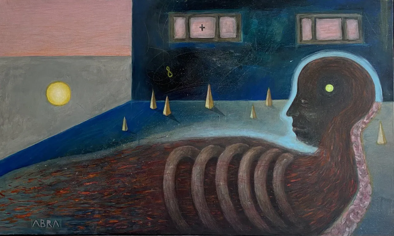 Image of Numb / Оніміння  by ABRA, size: 100x65cm, made of Acrylic on canvas, Painting medium, from Lviv, part of the Architecture of presence series, priced at $650 Photo 2 of 6.