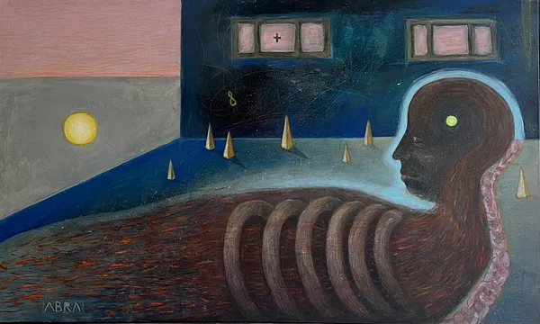 Image of Numb / Оніміння  by ABRA, size: 100x65cm, made of Acrylic on canvas, Painting medium, from Lviv, part of the Architecture of presence series, priced at $650 Photo 2 of 6.