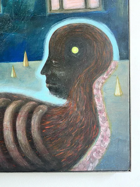 Image of Numb / Оніміння  by ABRA, size: 100x65cm, made of Acrylic on canvas, Painting medium, from Lviv, part of the Architecture of presence series, priced at $650 Photo 3 of 6.