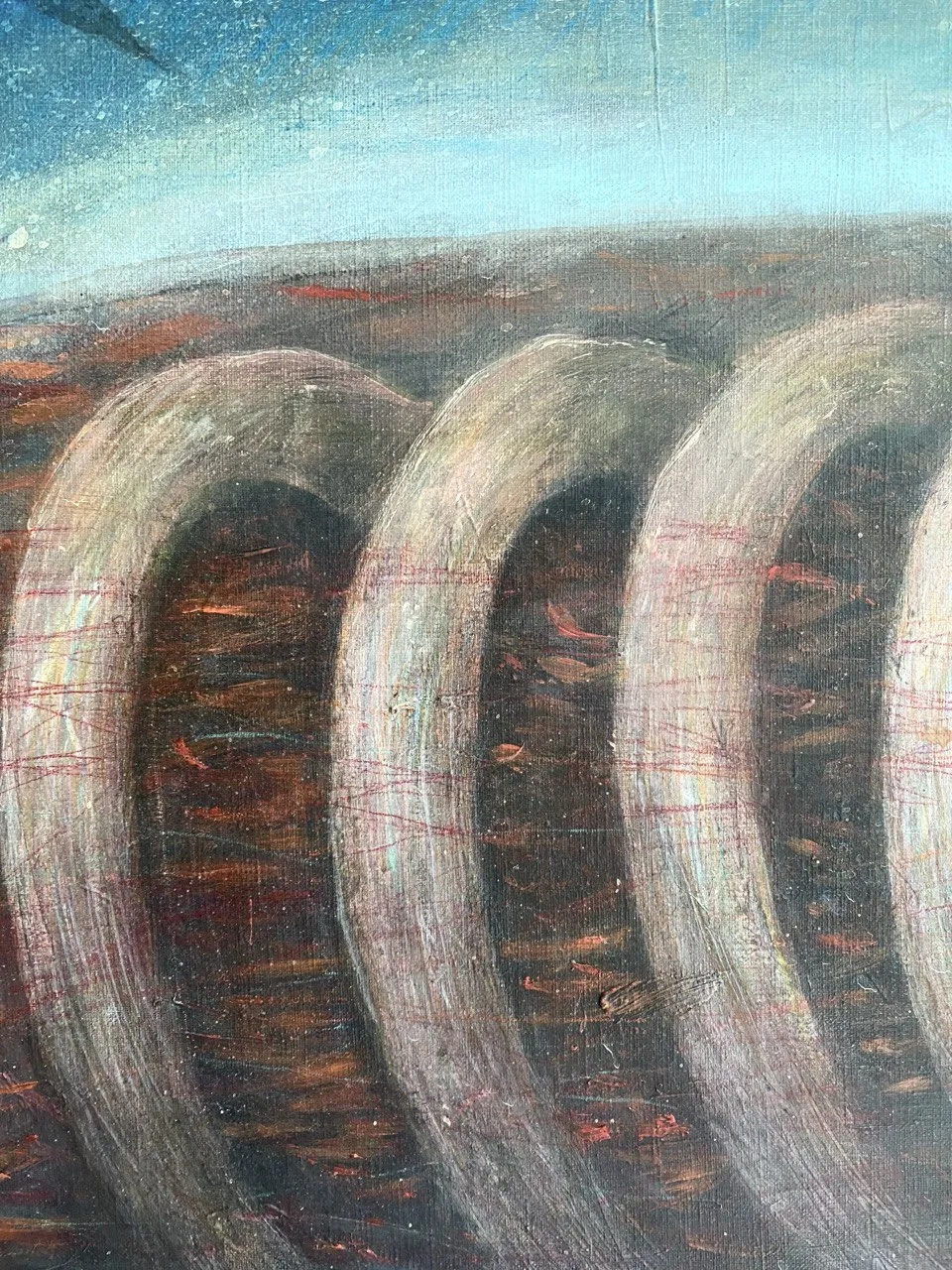 Image of Numb / Оніміння  by ABRA, size: 100x65cm, made of Acrylic on canvas, Painting medium, from Lviv, part of the Architecture of presence series, priced at $650 Photo 4 of 6.