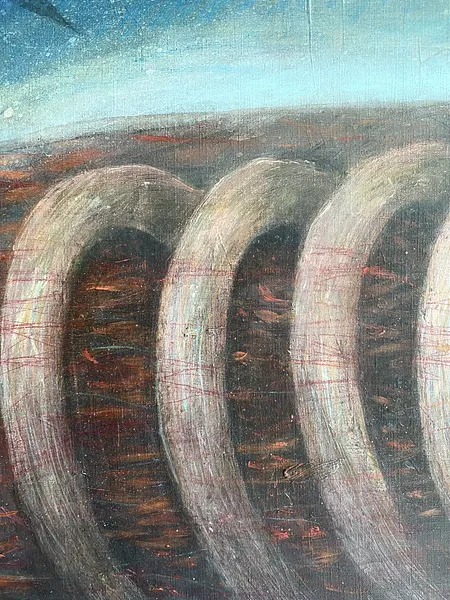 Image of Numb / Оніміння  by ABRA, size: 100x65cm, made of Acrylic on canvas, Painting medium, from Lviv, part of the Architecture of presence series, priced at $650 Photo 4 of 6.