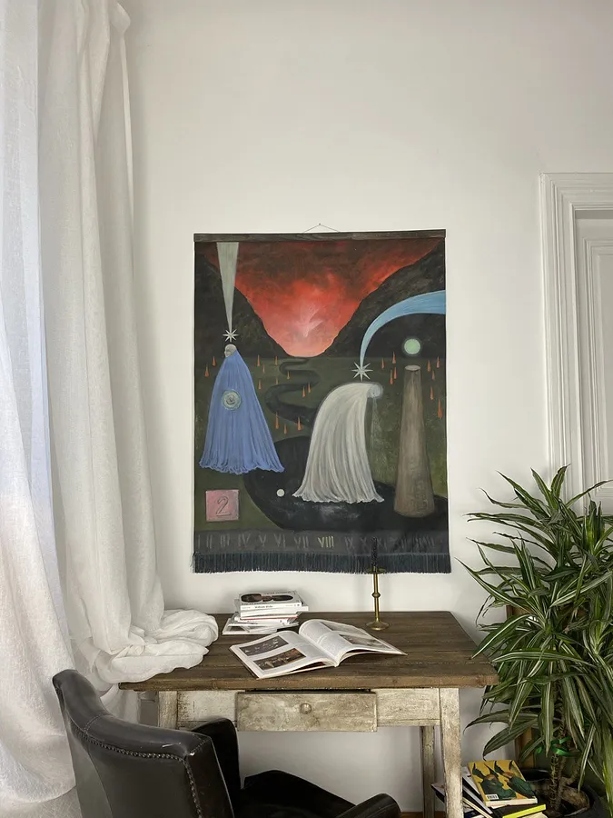 Image of Last vision beefore the End /Останнє видіння by ABRA, size: 130 сm x 101 cm, made of canvas,acrylic,colored pencil, Painting medium, from Lviv, Ukraine, part of the Thresholds and omens series, priced at $500