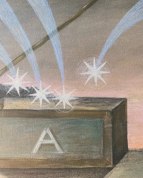 Image of Extended dream  by ABRA, size: 70x40cm, made of canvas,acrylic,colored pencil, Painting medium, from Lviv, Ukraiine, part of the Thresholds and omens series, priced at $500 Photo 2 of 5.