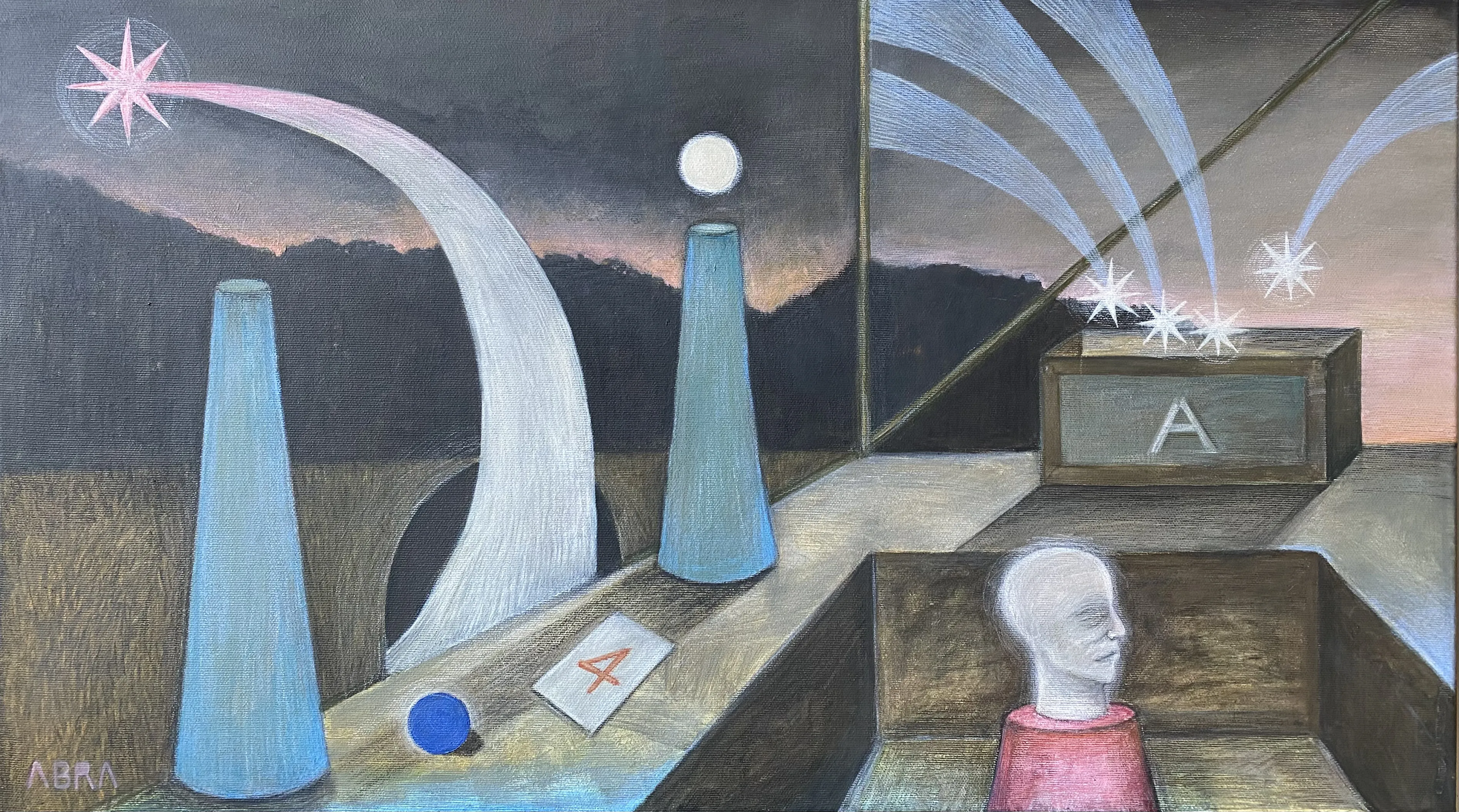 Image of Extended dream  by ABRA, size: 70x40cm, made of canvas,acrylic,colored pencil, Painting medium, from Lviv, Ukraiine, part of the Thresholds and omens series, priced at $500 Photo 5 of 5.
