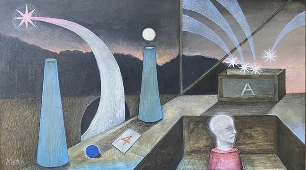 Image of Extended dream  by ABRA, size: 70x40cm, made of canvas,acrylic,colored pencil, Painting medium, from Lviv, Ukraiine, part of the Thresholds and omens series, priced at $500 Photo 5 of 5.