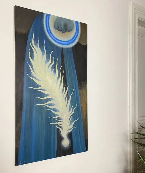 Image of Metanoia by ABRA, size: 110 x 60, made of canvas,acrylic,colored pencil, Painting medium, part of the noesis series Photo 3 of 3.